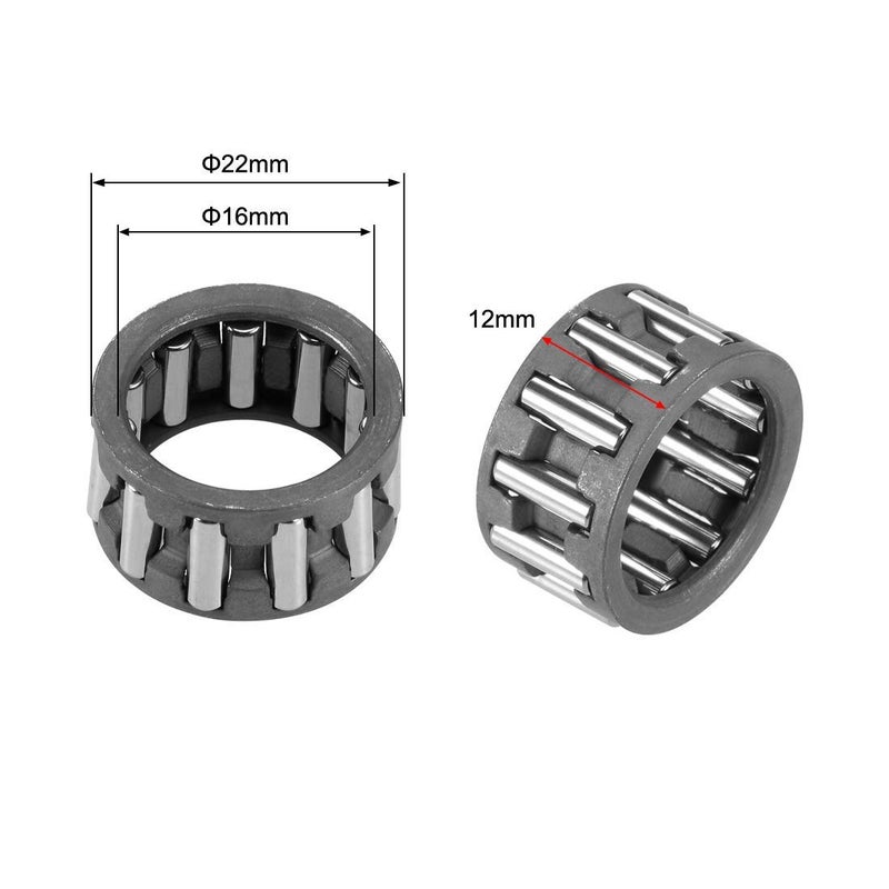 Needle Roller and Cage Assembly 16mm Bore 22mm OD 12mm Width 2 Pack - Image 2